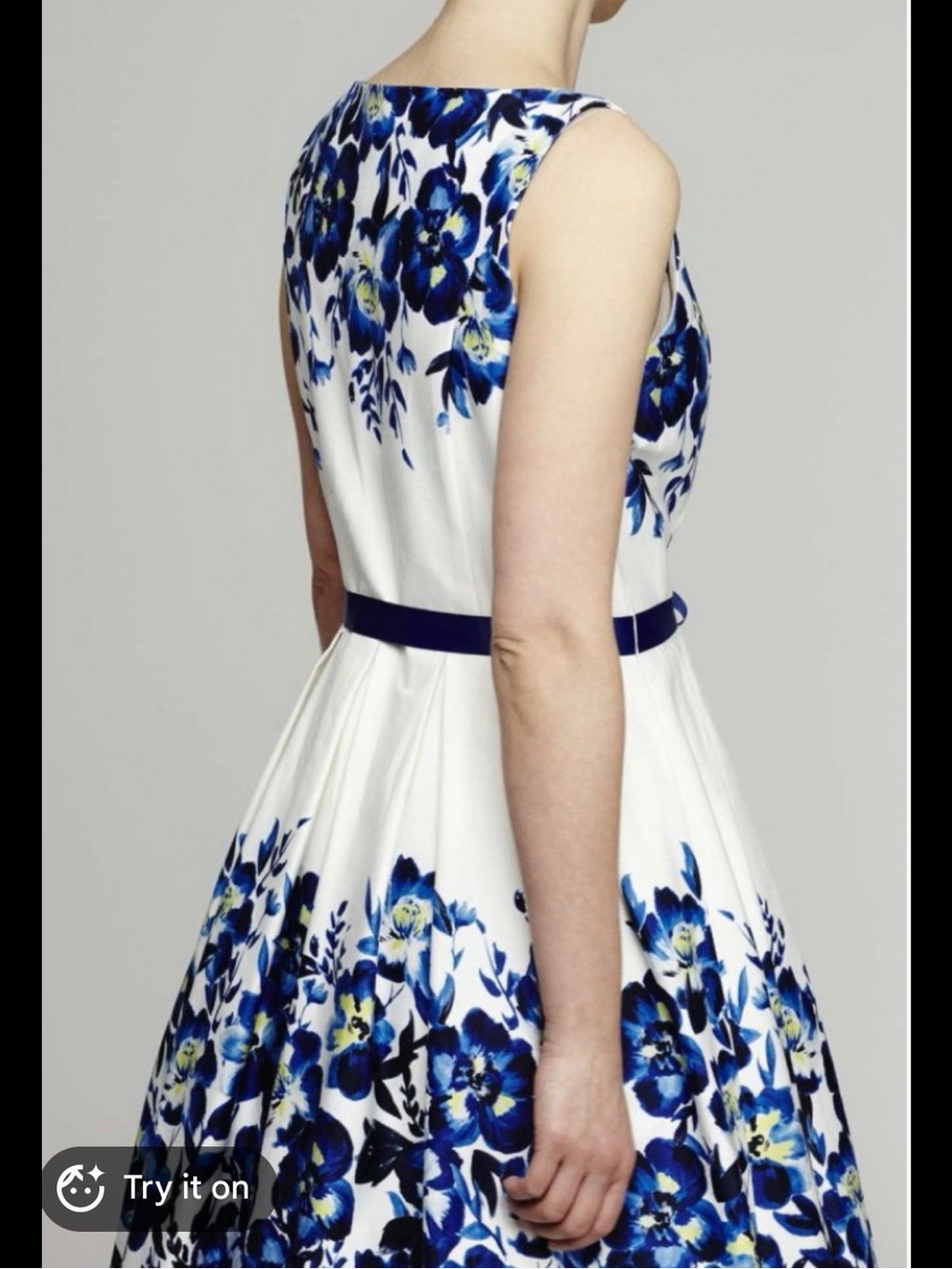bailey blue White Midi Dress with Blue Floral Print